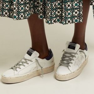 Golden Goose Hi Star Leather Sneakers Size 38 White/navy